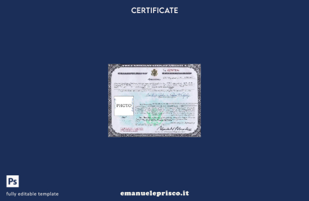 modello di certificato di cittadinanza USA in stile verificato nel modello in fo